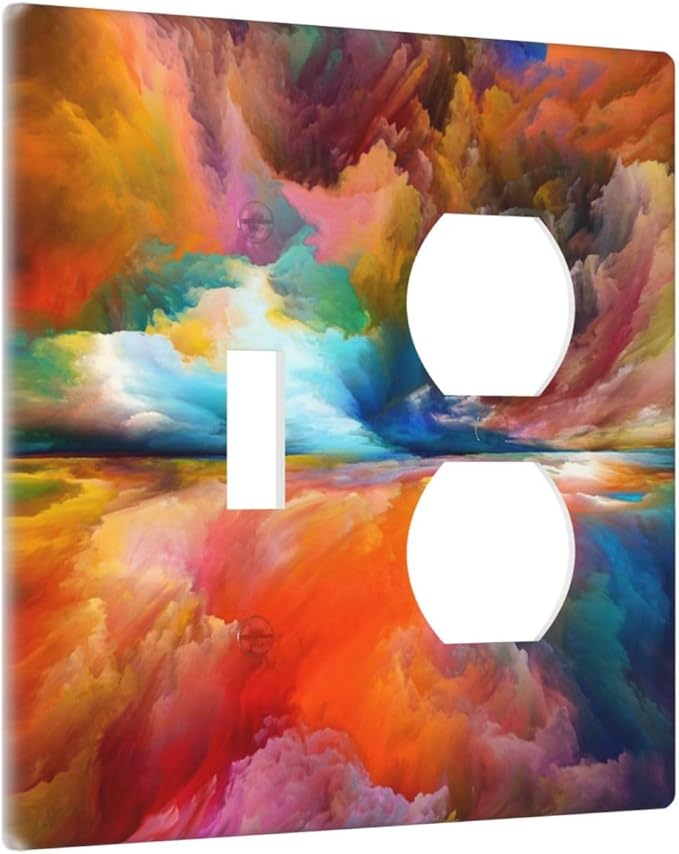 Decorative Outlet Covers Colorful Sunset Watercolor Clouds 2 Gang Wall Plate Single Toggle Duplex Light Switch Cover Switch Plate Covers Faceplate for Bedroom Home Decor