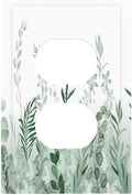 Watercolor Green Leaf Rustic Plant Eucalyptus Flowers Outlet Covers 1 Gang Duplex Light Switch Cover Decorative Switch Plates Electrical Receptacle Faceplate Wall Plate for Bed Room Living Room Decor