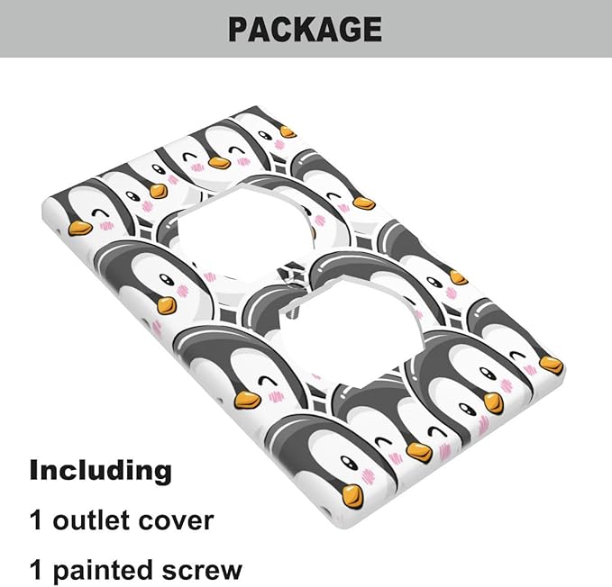 Penguin Outlet Covers Cute Penguins Cartoon Duplex Receptacle Wall Plate Standard 1-Gang Home Decorative Office