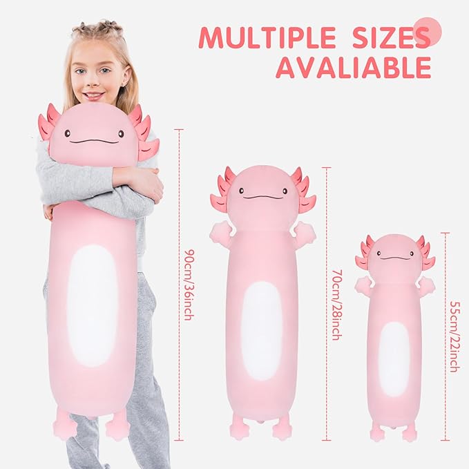 Dalmao 22" Giant Pink Axolotl Stuffed Animal, Cute Soft Long Axolotl Plush Large Body Pillow Big Squishy Plushies Toy, Gift for Kids, Boys, Birthdays