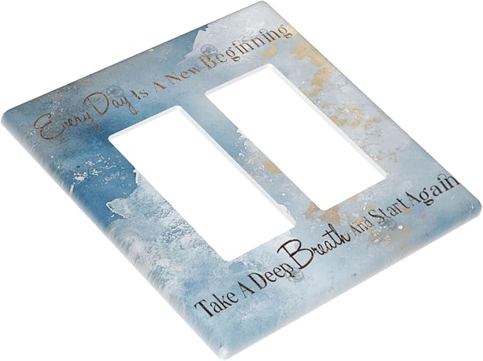 Decorative Outlet Covers Motivational Quotes Blue Abstract Texture 2 Gang Light Switch Cover Plate Double Rocker Wall Plates for Electrical Outlets Switch Plate Covers for Home Decor