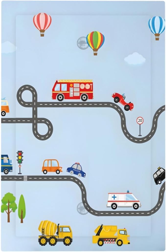 Road Construction Car Truck Hot Air Balloon Light Switch Cover Plate 1 Gang No Device Blank Electrical Wall Plates Faceplate Decorative Switch Plate Covers for Nursery Kids Room Decor