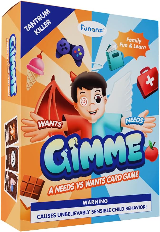 Gimme A Needs vs Wants Card Game, A Fun & Educational Family Game for Children, A Unique & Thoughtful Birthday Gift for Ages 5 and Above