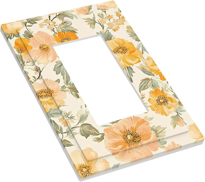 Decorative Outlet Covers Vintage Floral Pastel Flower Pattern 1 Gang Single Rocker Light Switch Cover Plate GFCI Wall Plates Electrical Switch Plate Cover for Bedroom Cabin Decor