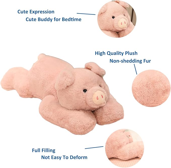 Doireum Weighted Pig Stuffed Animal, 6.2 lbs Plush Toy Throw Pillow, 29.5 Inch - Gifts for Boys and Girls