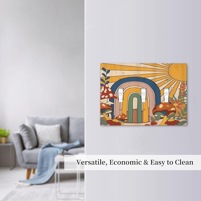Decorative Switch Plates Mushroom Hippie Sun Rainbow Vintage Floral Funky Boho 3 Gang Wall Plate Faceplate Triple Toggle Light Switch Cover Electrical Wall Panels for Bedroom Kids room