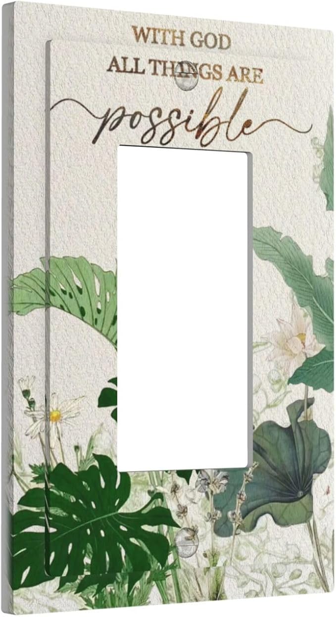 Decorative Outlet Covers Boho Green Monstera Leaf Inspirational Quotes 1 Gang Rocker Light Switch Cover Plate Single Wall Plates for Electrical Switch Plate Covers Faceplate for Home Decor