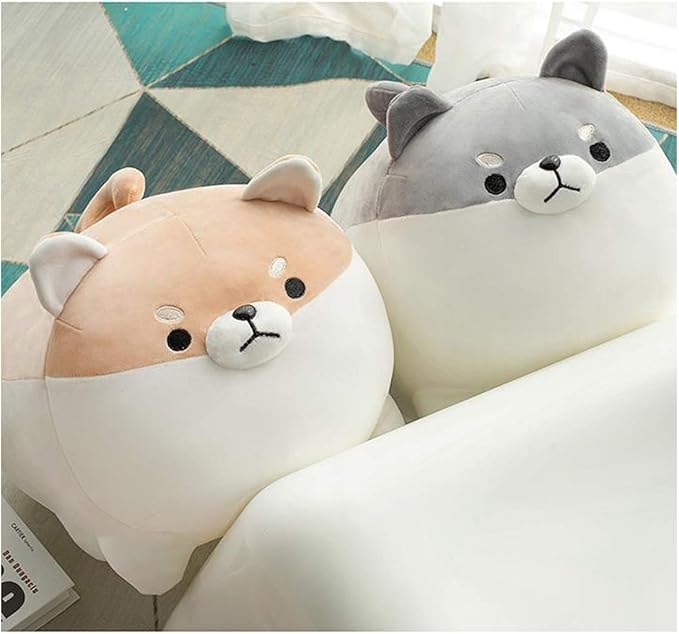 EHOTONG Shiba Inu Dog Plush Pillow, Corgi Stuffed Animal Plush Toy Hug Pillow Gifts for Girl Boy (Black, 11.8in)