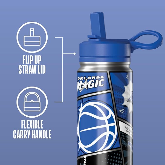 Hydrapeak x NBA Orlando Magic 20 oz Stainless Steel Water Bottle, Officially Licensed Double Wall Insulated Sports Bottle with Straw Lid, Reusable Leakproof Gift for Kids & Adults