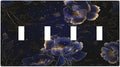 Navy Blue Floral Vintage Flower Dark Watercolor Light Switch Covers Quad Toggle Electrical Faceplate 4 Gang Wall Plate Decorative Switch Plates Cover for Bedroom Living Room Decor