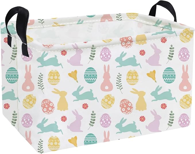 Essme Rectangular Easter Baskets,Kids Storage Basket with Handles for Easter Room Decor, Boys Box,Cute Storage Bin.