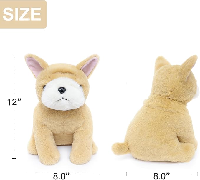 WEIGEDU French Bulldog Stuffed Animals Plush Toys Puppy Dog for Kids, Boys, and Girls - 12 inches