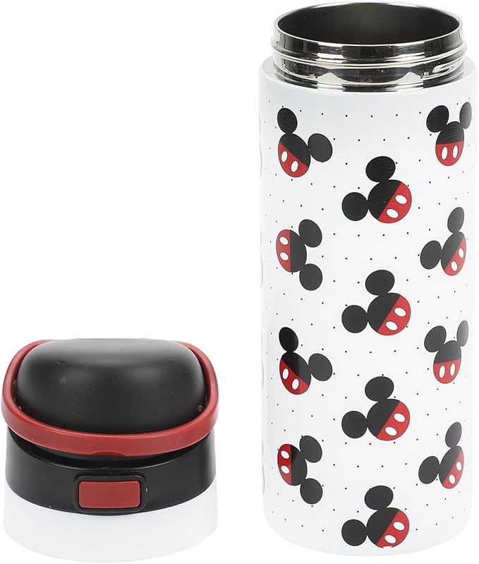 Mickey Mouse Classic Mickey Ears All-Over Print White 24 Oz Stainless Steel Water Bottle