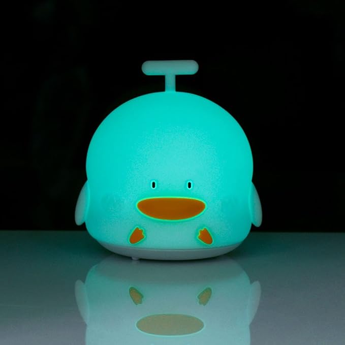 Portable Silicone LED Cartoon Night Light for Kids USB Rechargeable, Warm/White Light, 7-Color Changeable Light, Cute Children Night Lamp for Baby, Bedroom and Nursery (Duck)
