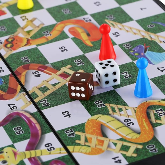 Snakes and Ladders Board Game Set-9.8", Magnetic Folding Travel Game, Family Fun Toys/Gift for Kids and Adults