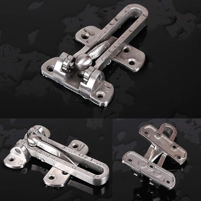 Earl Diamond Door Lock Latch for Home Security - Swing Bar Door Guard for Front and Inside Door, Safety Childproof Reinforcement Door Stopper for Kids Home Hotel Apartment,Stainless Steel Satin Nickel
