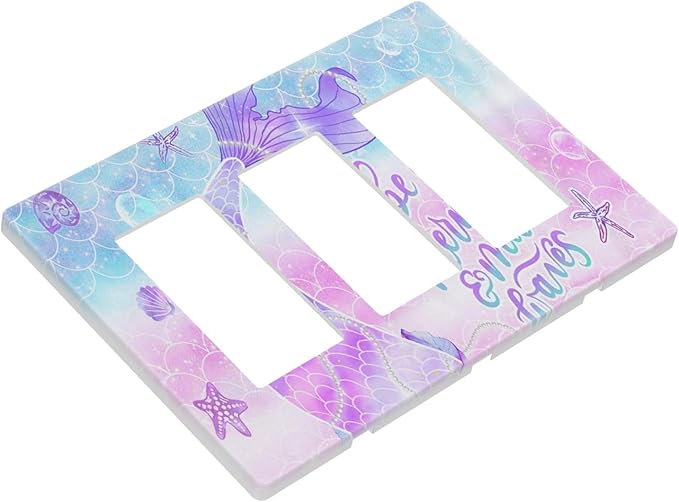 Purple Mermaid Tail Scales 3 Gang Triple Rocker/Decorator Light Switch Wall Plate Cover Decorative Gfci Electrical Faceplate Switchplate Room Decorate
