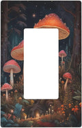 Decorative Art Light Switch Covers Enchanted Mushroom Forest 1 Gang Rocker Wall Plate Switchplate Electrical Faceplate for Home Decor