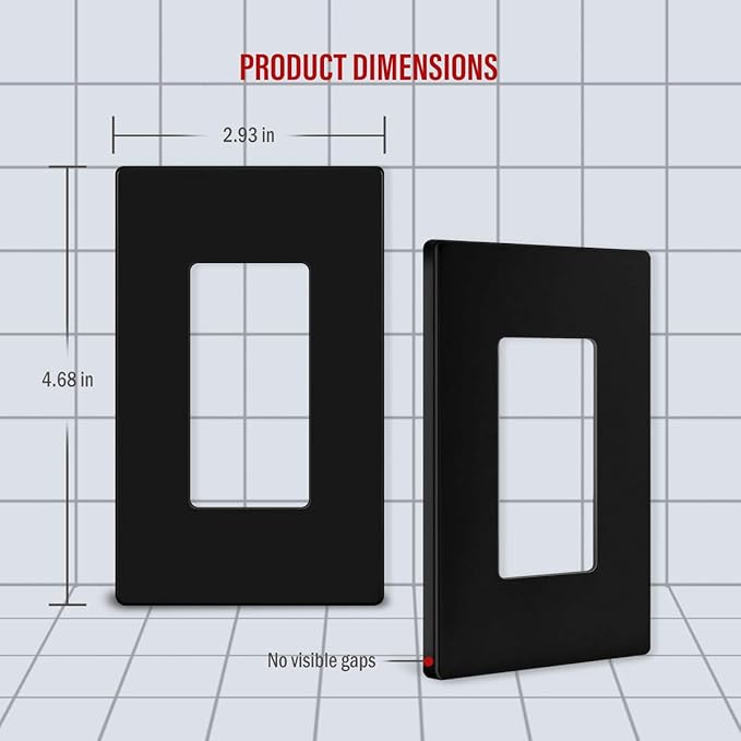 ENERLITES - SI8831-BK-SL Screwless Decorator Wall Plate Child Safe Outlet Cover, Size 1-Gang 4.68" H x 2.93” L, Unbreakable Polycarbonate Thermoplastic, SI8831-BK, Glossy, Black