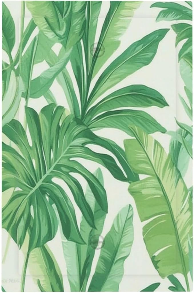 Light Switch Cover Plate Tropical Palm Tree Leaf Green Plant 1 Gang No Device Blank Electrical Wall Plates Faceplate Decorative Switch Plate For Bed Room Living Room Decor