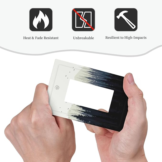 Decorative Outlet Covers Forest Pine Tree Mountains Black Bird 1 Gang Single Rocker Light Switch Cover Plate Wall Plates Gfci Faceplate For Bed Room Farmhouse Decor