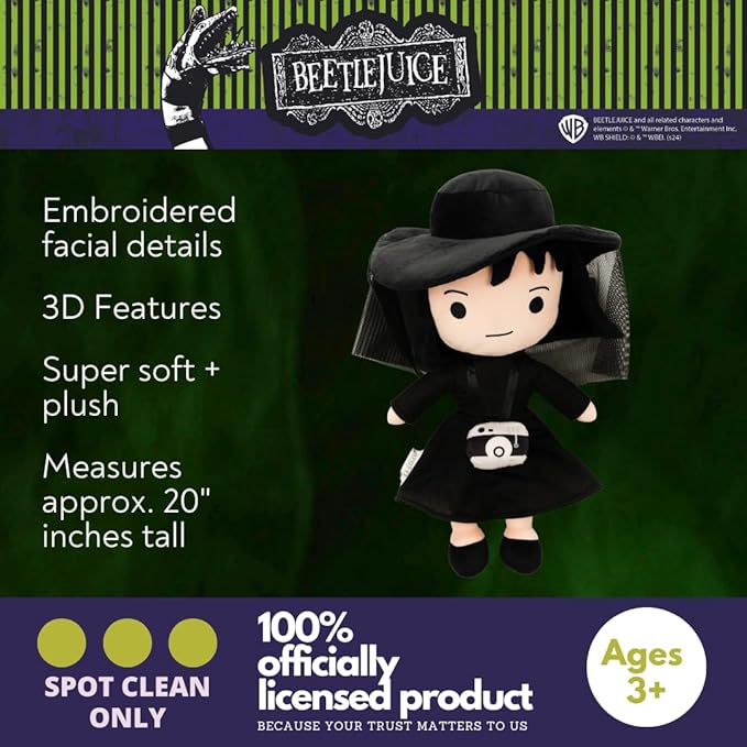 Beetlejuice Halloween Lydia Deetz Bedding Super Soft Plush Decorative Throw Pillow, (Officially Licensed Product) by Franco Collectibles