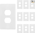 TG Mid-Size Screwless Duplex Wall Plate, Child Safe Receptacle Outlet Cover, Medium Size 1-Gang 4.88" H x 3.11" L, Polycarbonate Thermoplastic, UL Listed, SP-MS1-W10P, White (10 Pack)