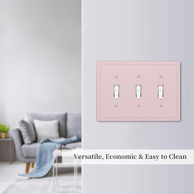 Pink 3 Gang Light Switch Plate Decorative Triple Toggle Wall Plate Cover Cute Electrical Faceplate Switch Face Plate