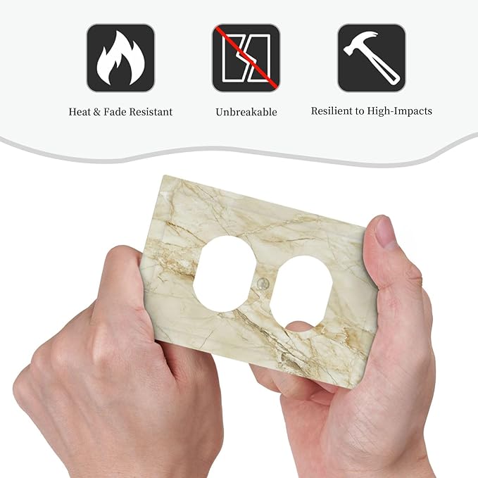 Outlet Covers Creamy Beige Marble Abstract Minimalism 1 Gang Duplex Light Switch Cover Plate Decorative Wall Plates Socket Cover Electrical Switchplate for Bathroom Home Decor