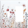 Outlet Covers Spring Floral Pink Wildflower Leaves Plants 1 Toggle 1 Rocker Combination Decorative Wall Plate Electrical Switch Plates Light Switch Cover Plate For Home Bed Room Decor