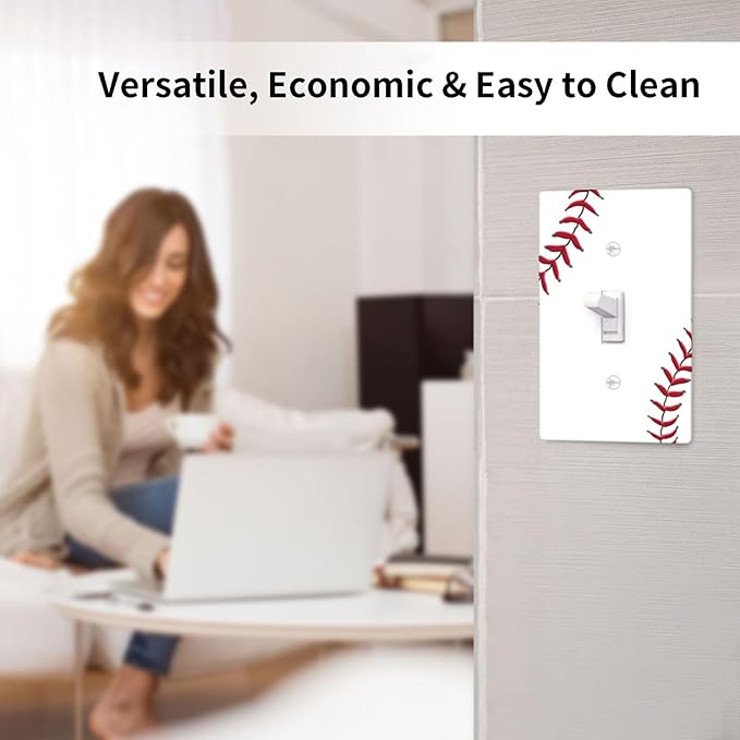 Baseball Light Switch Cover Plates Decorative Single Toggle Wall Plate, 1 Gang Lightswitch Cover
