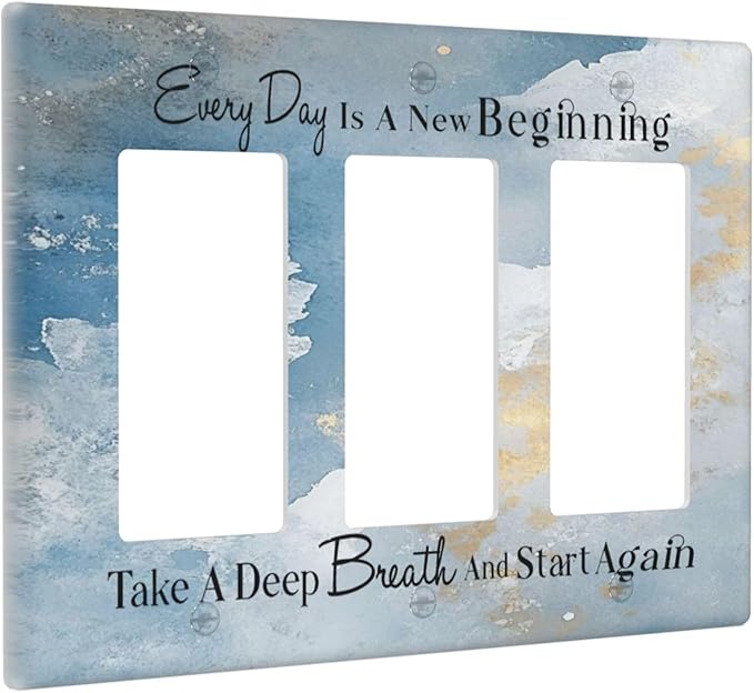 Decorative Outlet Covers Motivational Quotes Blue Abstract Texture 3 Gang Light Switch Cover Plate Triple Rocker Wall Plates for Electrical Outlets Switch Plate Covers for Home Decor