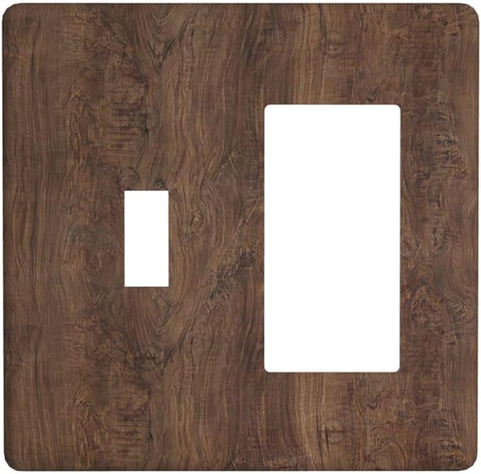 Outlet Covers Rustic Vintage Wood Grain Brown 1 Toggle 1 Rocker Combination Decorative Wall Plate Light Switch Cover Plate Electrical Switch Plates for Farmhouse Cabin Decor