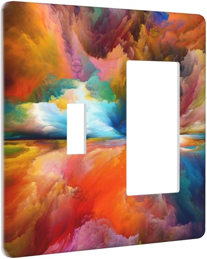 Decorative Outlet Covers Colorful Sunset Watercolor Clouds 2 Gang Wall Plate Single Toggle 1 Rocker Light Switch Cover Switch Plate Covers Faceplate for Bedroom Home Decor