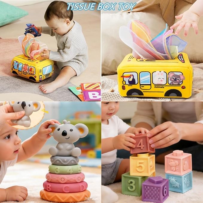 Montessori Baby Toys 6-12-18 Months, Toys for 1 + Year Old, Infant Teething Toy Stacking Building Blocks Shape Sorter, Spinner and More. Sorting Sensory Educational Learning Gift for Toddlers 1-3
