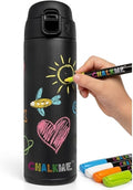 Kids Water Bottle 16oz Stainless Steel Vacuum Insulated with Washable Markers Included, Decorate Your Own Water Bottle, Dishwasher Safe, Easter Basket Stuffers for Boys & Girls