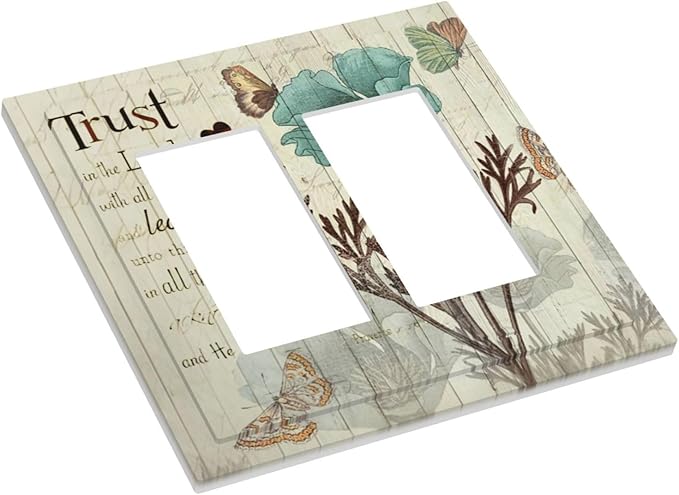 Rustic Elegant Teal Tulip Bible Inspirational Quote Decorative Outlet Covers 2 Gang Double GFCI Rocker Electrical Wall Panels Light Switch Cover Plate for Farmhouse Bedroom Decor