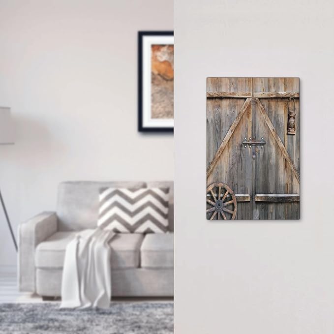 Rustic Kitchen Barn Door Wooden Wood Vintage Farm Wooden Country Plank Cabin Board 1-Gang No Device Blank Wallplate Jumbo Size Unused Outlet and Light Switch Cover Decorative Plug Face Plate Cover