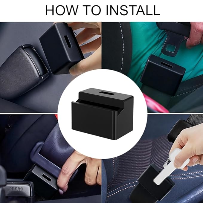 2Pack Seatbelt Buckle Guard Car Seat Belt Lock Cover Secure Buckle Safety Protector Prevent Kids or Special Groups from Accidentally Unbuckling Universal Fit Black