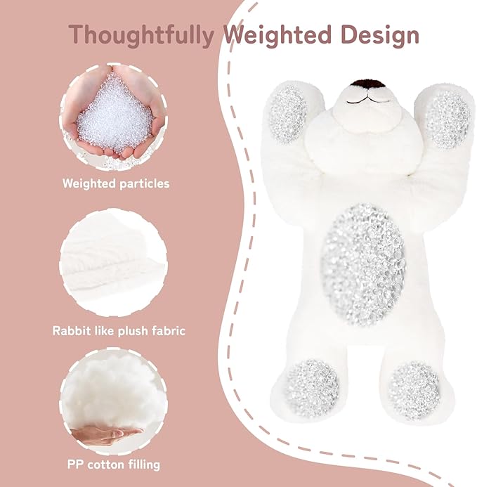Niuniu Daddy Polar Bear Weighted Stuffed Animals for Kids & Adults, 20" | 3.3lb Large Weighted Plushies Pillow for Sleeping and Calming, Cute Lying Plush Toy Huggable Gift for Everyday Comfort