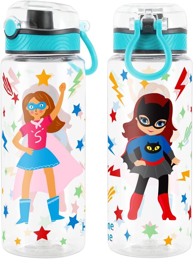Home Tune Cute Water Bottle for School Kids Girls, BPA FREE Tritan & Leak Proof & Easy Clean & Carry Handle, 23oz/ 680ml (S-girls)