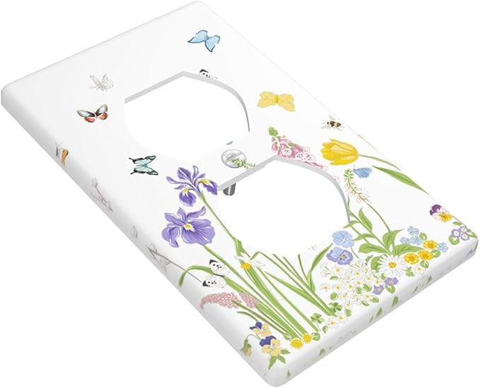 Flower Butterfly Outlet Covers Decorative Electrical Outlets Duplex Outlet 1-Gang Wall Plate Receptacle Wall Outlet Cover