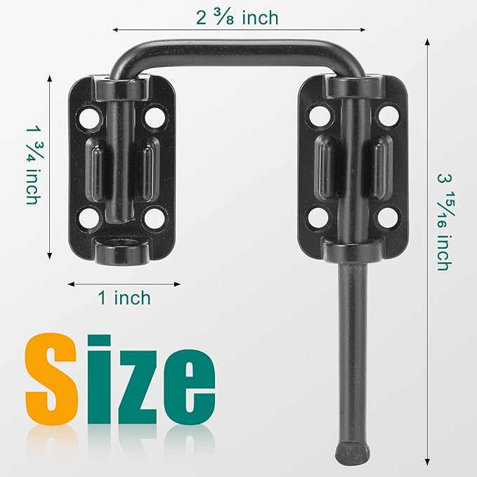 HBL' Sliding Glass Door Lock, Patio Sliding Door Child Lock & Loop Latch – Flexible for Uneven Doors, 2-3/8" Hardened Steel, Extra Home Security, Black, 4 Pack