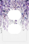 Purple Plants Leaves Eucalyptus Vine Floral Flowers Outlet Covers 1 Gang Duplex Light Switch Cover Decorative Switch Plates Electrical Receptacle Faceplate Wall Plate for Bedroom Living Room Decor