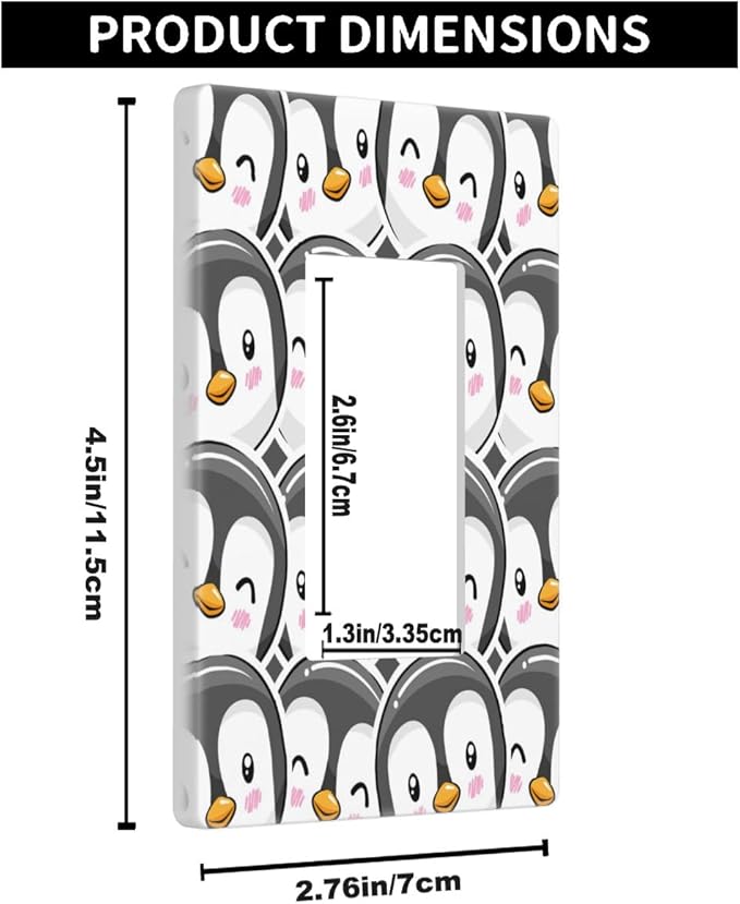 Penguin Single Rocker Wall Plate Cute Penguins Cartoon Decorator Rocker Switch Plate Decorative 1 Gang Lightswitch Cover Home & Office