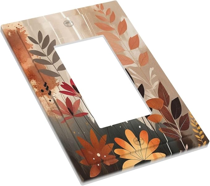 Boho Minimalist Vintage Wildflowers Plant Floral Art Watercolor Decorative Outlet Covers 1 Gang Single Rocker Wall Plates Gfci Faceplate Light Switch Cover Plate for Bedroom Living Room Decor