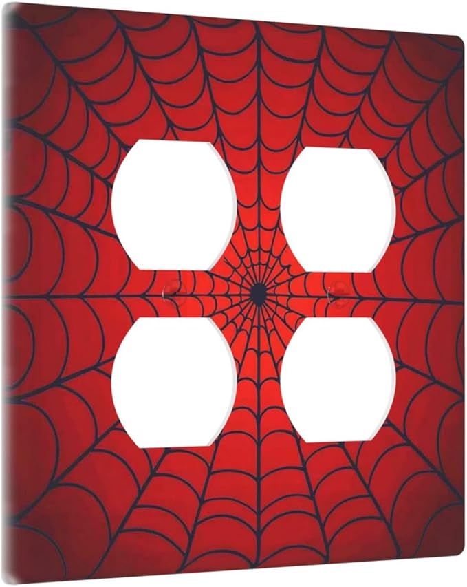Red Spider Web Black Line Simplicity Outlet Covers 2 Gang Double Duplex Decorative Light Switch Covers Electrical Wallplates Socket Faceplate For Kids Room Home Decor