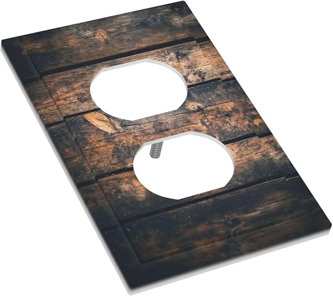 Outlet Covers Brown Vintage Wooden Board Rustic Wood 1 Gang Duplex Light Switch Cover Decorative Switch Plates Electrical Receptacle Faceplate Wall Plate For Farmhouse Cabin Decor