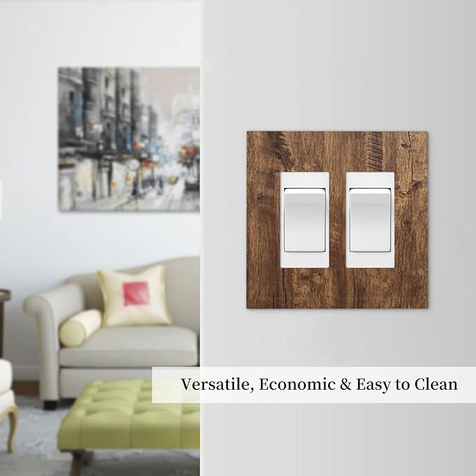 Rustic Old Wood Brown Crack Tree Tumor Print Decorative Outlet Covers 2 Gang Double GFCI Rocker Electrical Wall Panels Light Switch Cover Plate for Farmhouse Home Decor