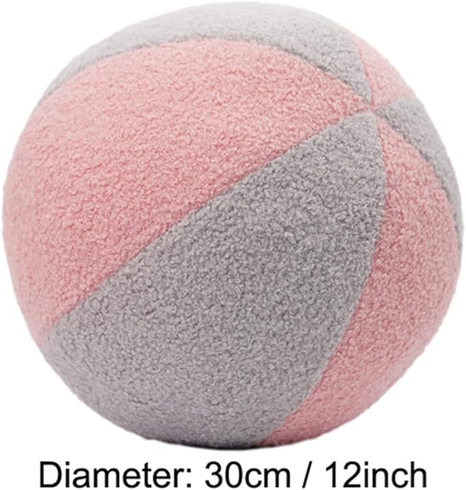 12 Inch Round Hugging Pillow Plush Toy Soft Plushies Throw Pillows Kids' First Ball Plush Toys for Home Decor Or Gift for Kids and Lovers (Pink&Gray)